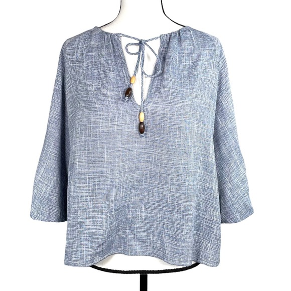 Zara Blue Tassle Tie Blouse - Picture 3 of 8